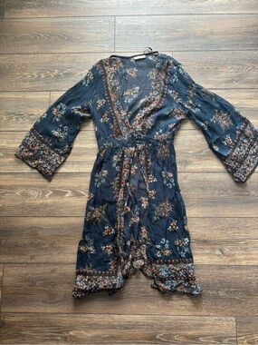 Altar'd State Navy Floral Wrap Dress